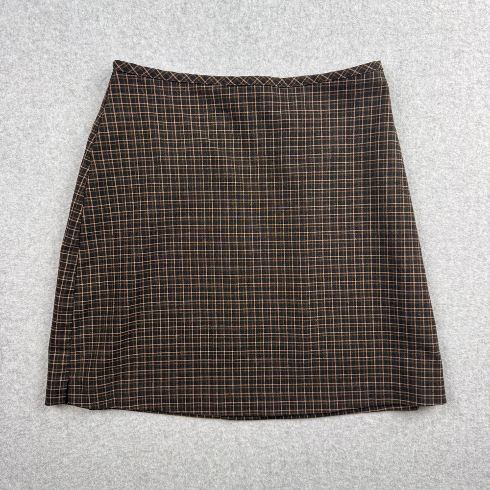 Vintage Y2K Wrapper Mini Skirt Women 5/6 Brown Black Plaid Schoolgirl Grunge 90s